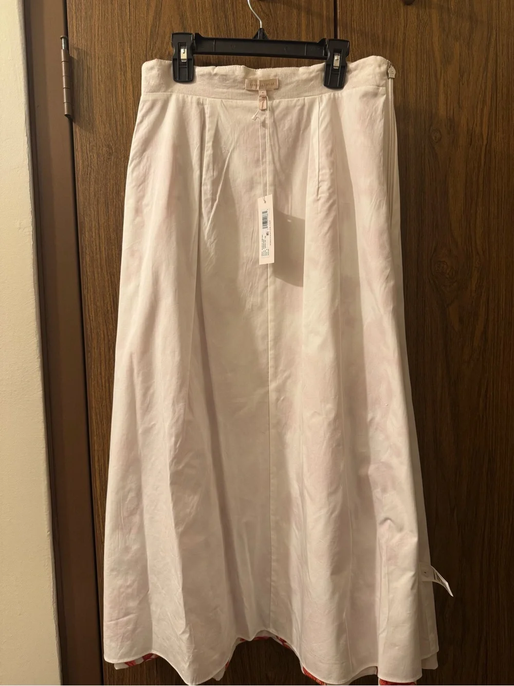 NWT Rebecca Taylor Scarlet Embroidered Linen Skirt Ivory Red Coral Size 6